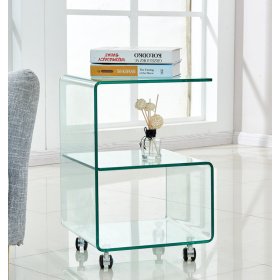 Mesa ABIGAIL, ruedas, cristal transparente, 40 x 40 cms - Mesas auxiliares