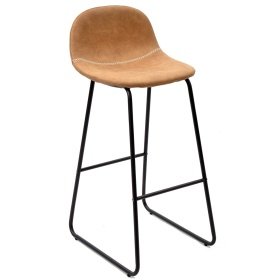 Taburete MOSS NEW, metal, similpiel marrón claro - TABURETES