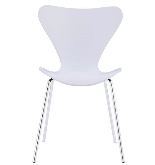 Silla JACOBO, apilable, cromada, acabado lacado blanco - Sillas de metal y madera