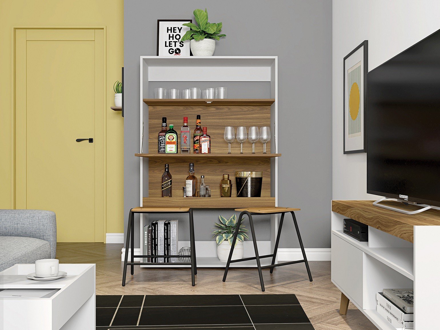 Armario INSPA multiusos MDP white miel - MUEBLES PARA SALÓN