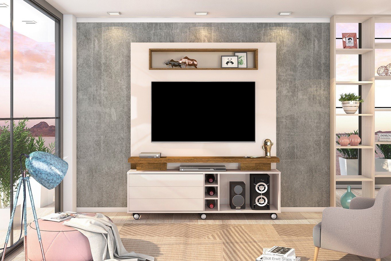 Home theater QUEBEC, blanco roto y demolição, 150 cms. - SALÓN