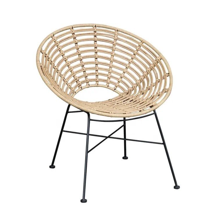 Sillón CIDORA, metal, ratán beige - SILLAS