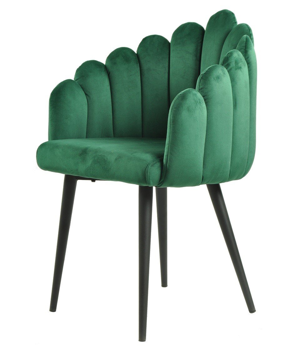 Sillón DEVIN, metal, tapizado velvet verde oscuro - Sillas tapizadas