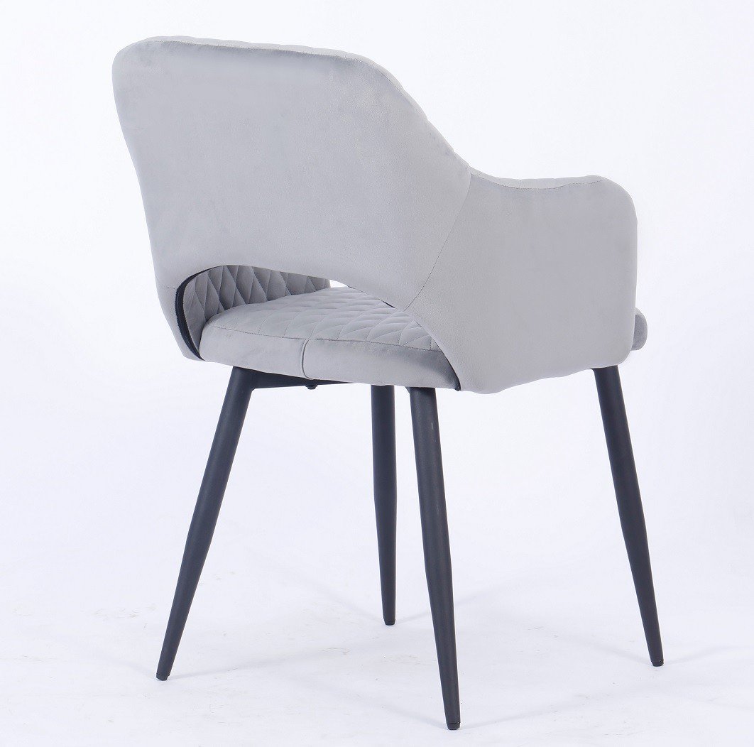 Sillón HONORIO, metal, tapizado velvet 19 gris - SILLAS