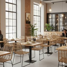 Silla LOTAK, metal, ratán beige - Sillas de ratán