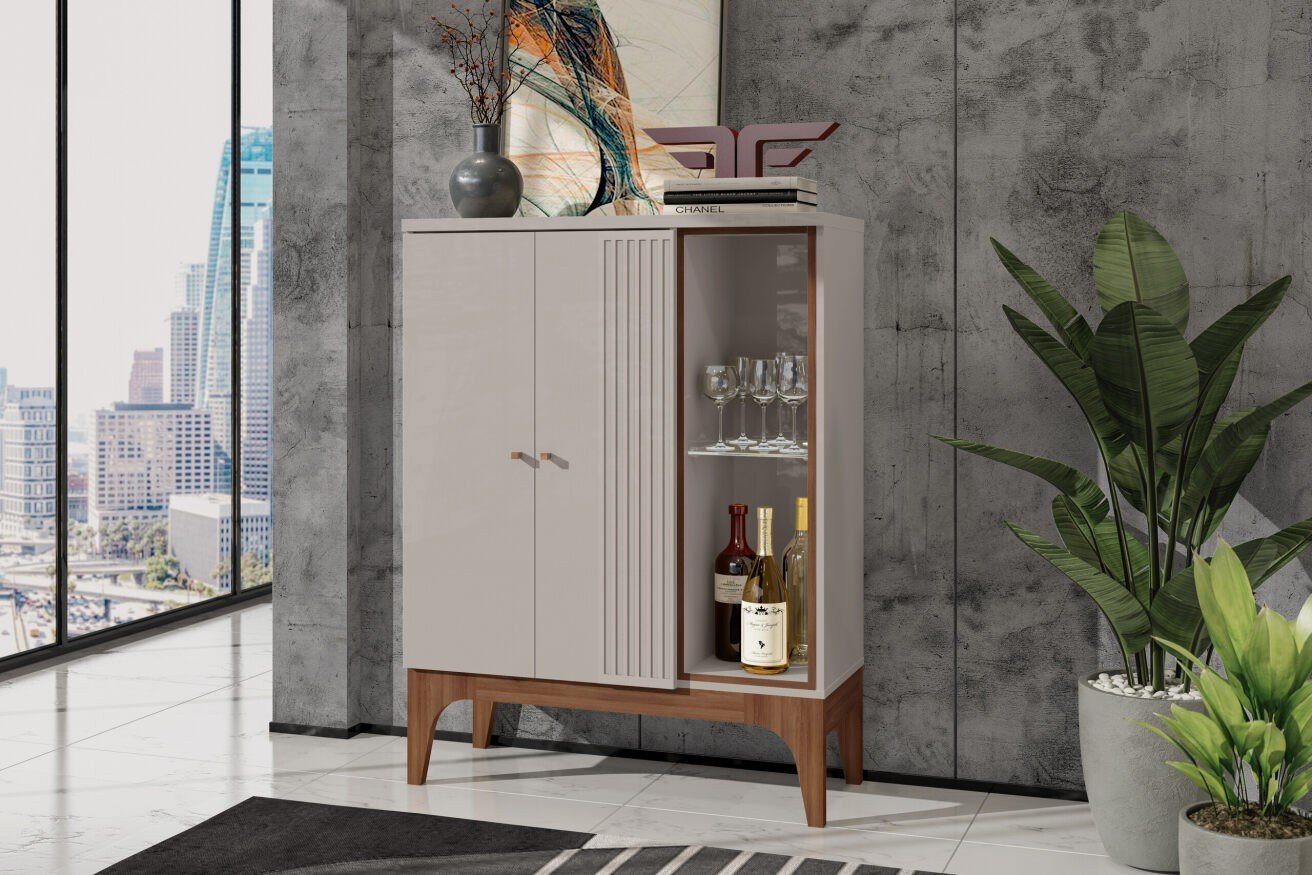 Bar buffet VENEZA, blanco roto y matte, 90 x122 cms. - SALÓN