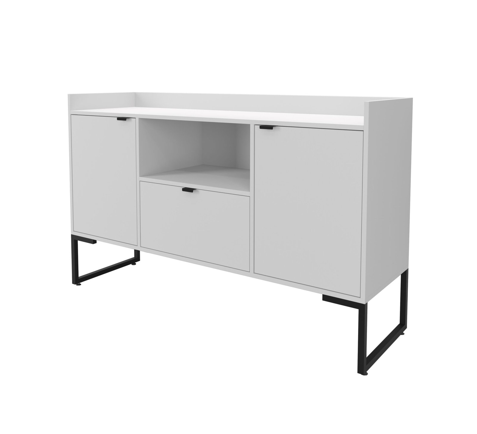 Buffet TOKYO, metal negro, 2 puertas y cajón, MDP color blanco, 135 cms. - COMEDORES