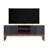 Mueble TV FLORENCIA, blanco roto y cedro, 160 cms. - SALÓN