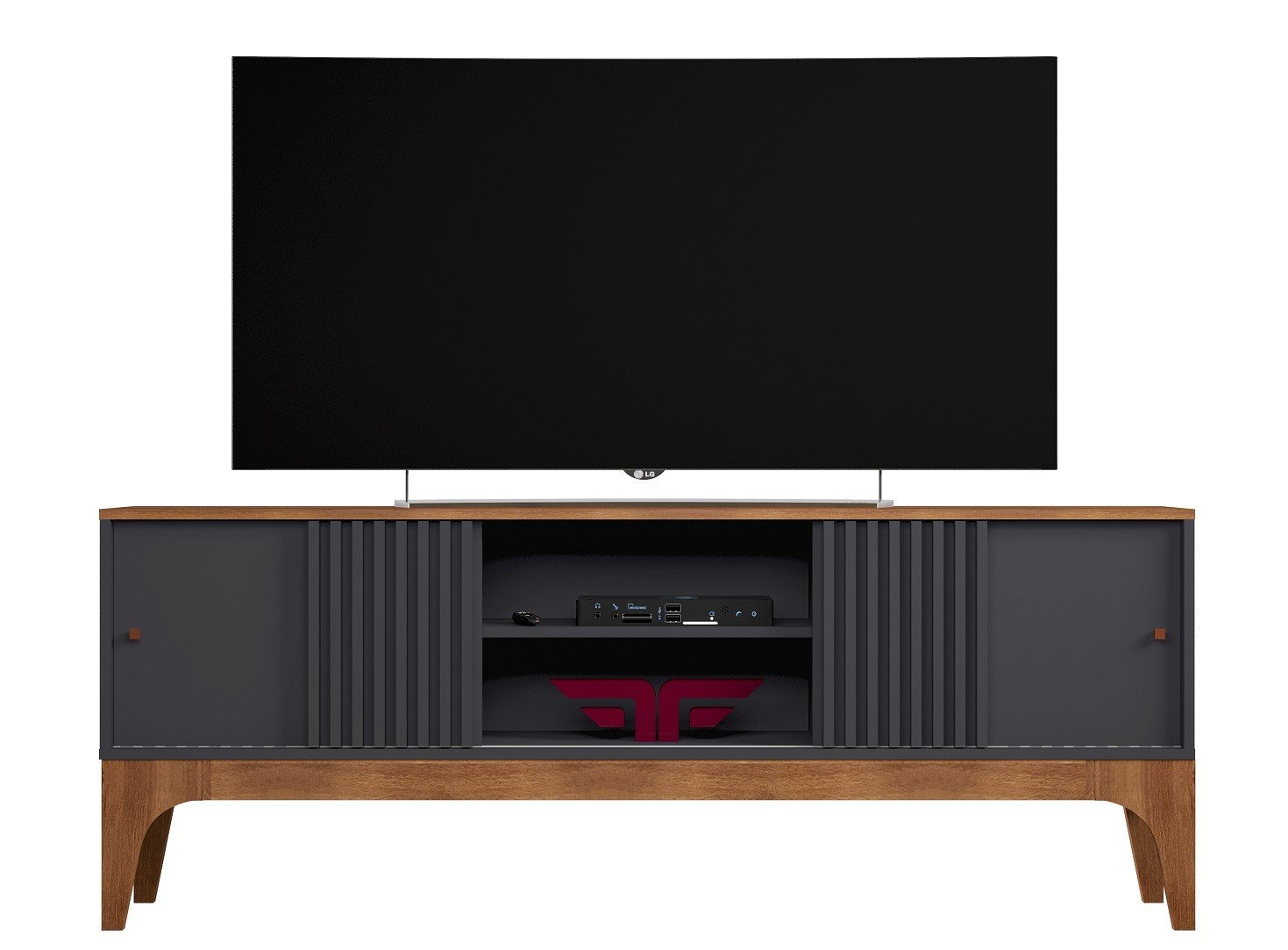Mueble TV FLORENCIA, grafito y matte, 160 cms. - SALÓN