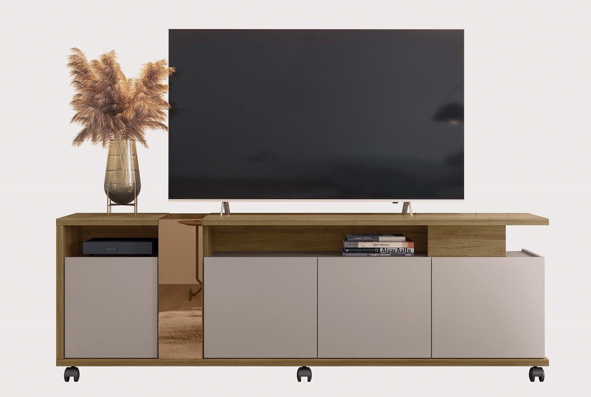 Mueble TV NEW CRISTAL, miel y cacao, 183 cms. - SALÓN