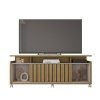 Mueble de TV ELOISE, biIaminado mármol blanco con detalles dorados, 180 cms. - SALÓN