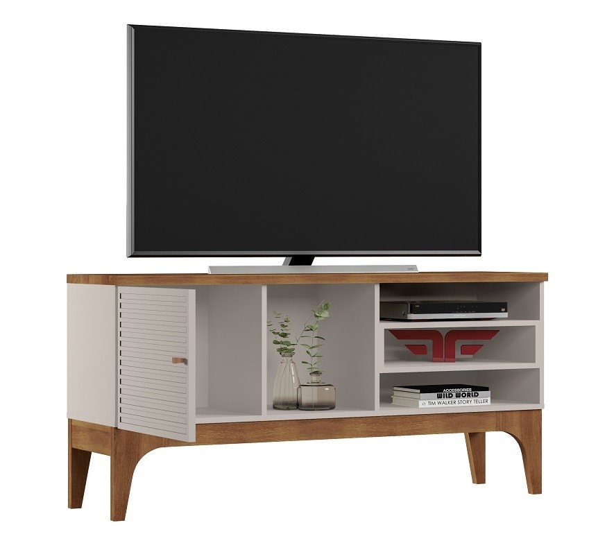 Mueble TV VENEZA, blanco roto y matte, 136 cms. - SALÓN