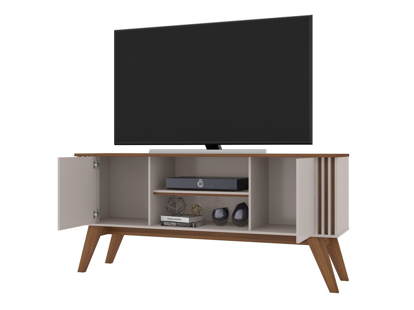 Mueble TV VITTA, blanco roto y matte, 150 cms. - SALÓN