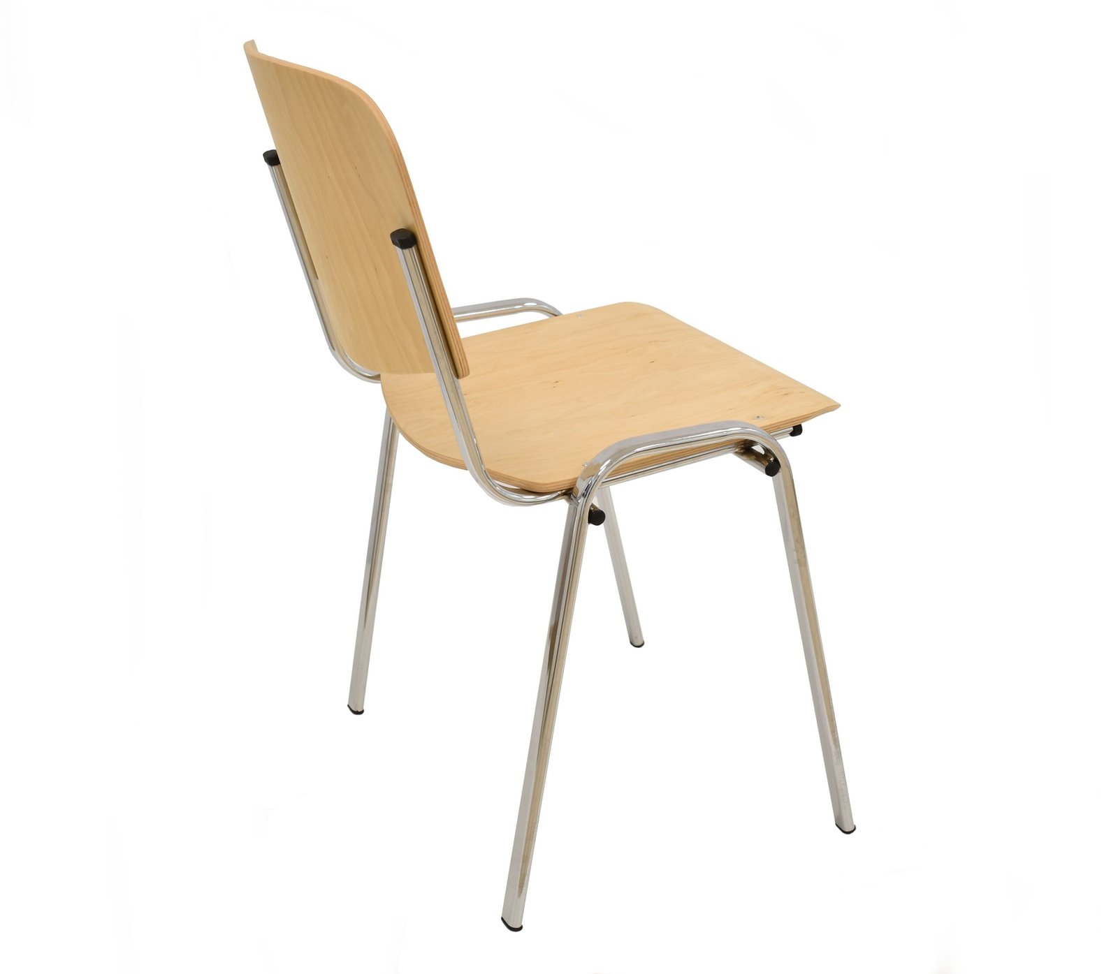 Silla NIZA NEW, chasis cromado, asiento y respaldo en madera natural - Chollos