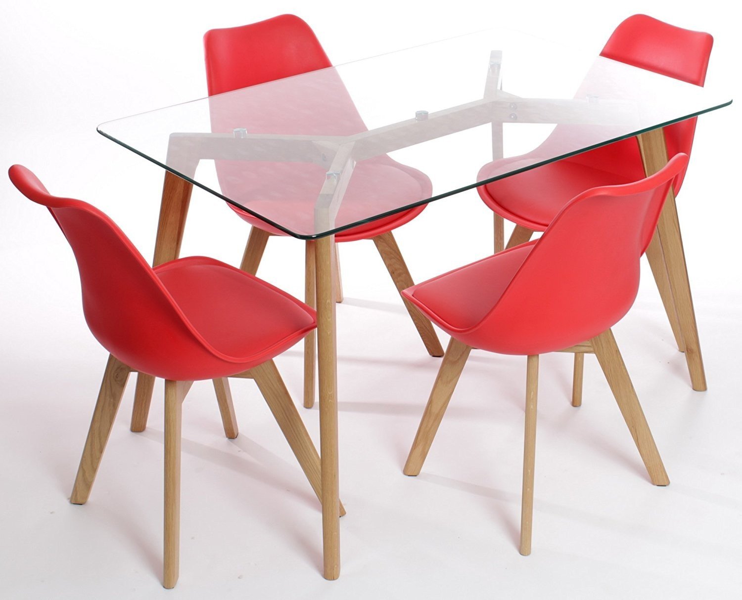 Silla TORRE 4P (SU), madera, polipropileno y cojín rojo - SILLAS