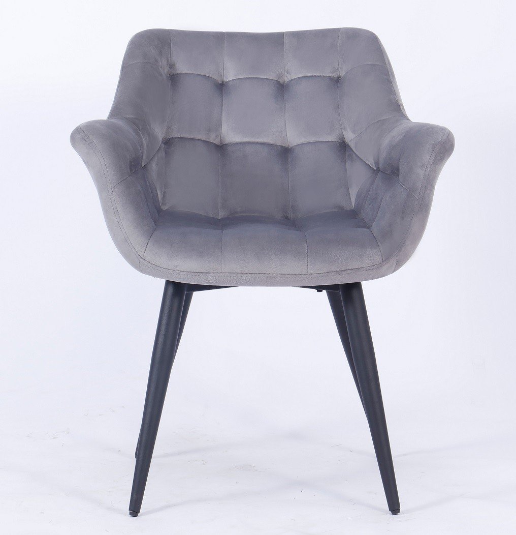 Sillón FABIO, metal, tapizado velvet 19 gris - SILLAS