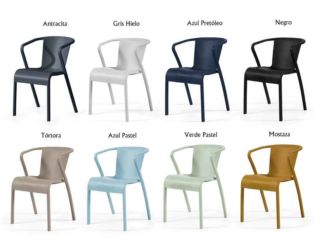 Sillón LUGO, apilable, polipropileno antracita* - SILLAS