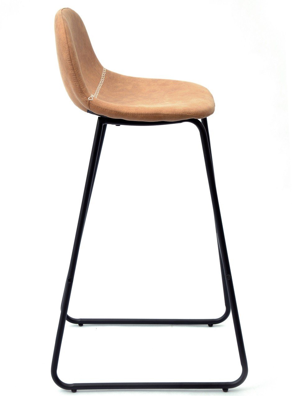 Taburete MOSS NEW, metal, similpiel marrón claro - TABURETES