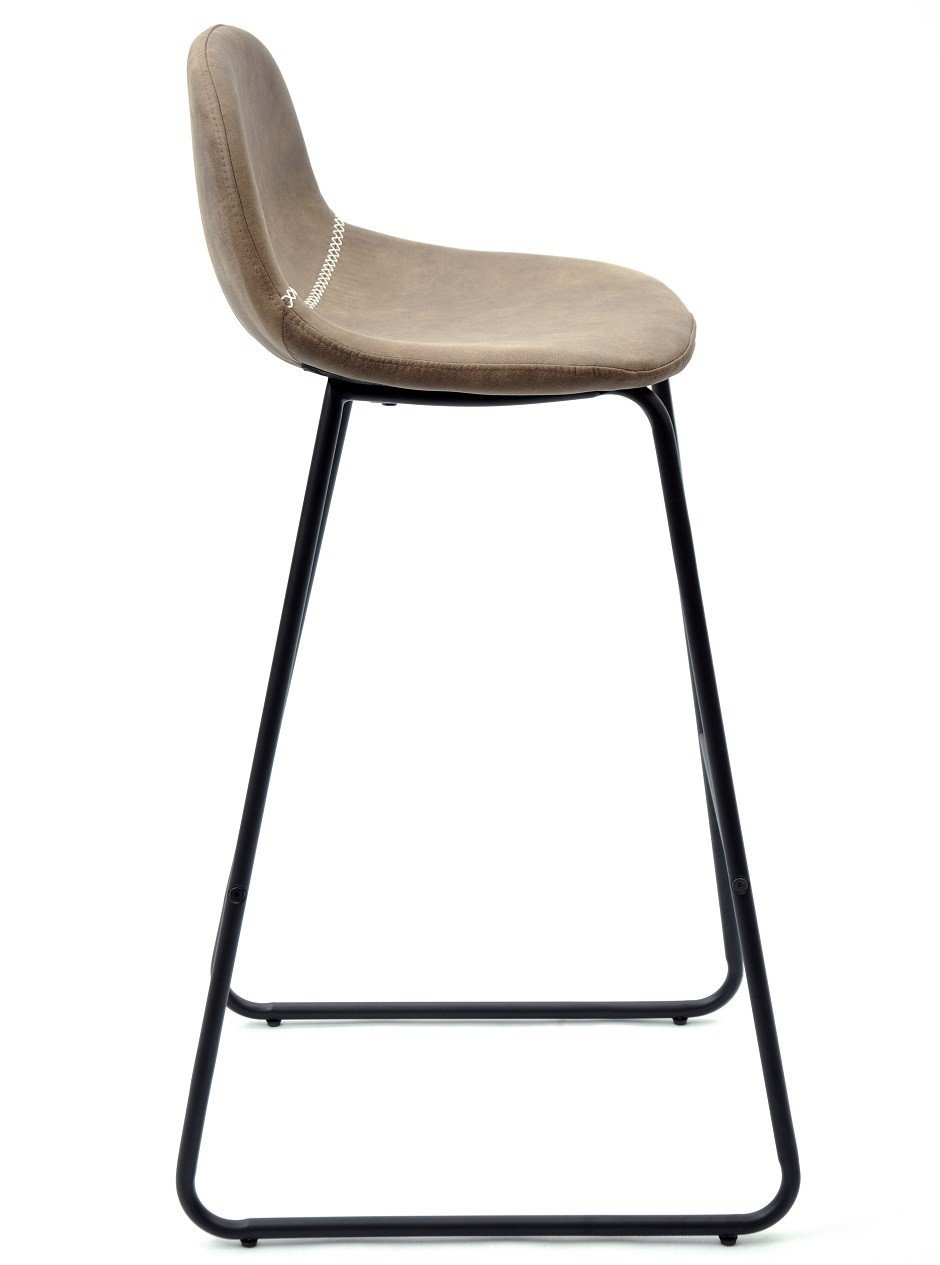 Taburete MOSS NEW, metal, similpiel marrón oscuro - TABURETES