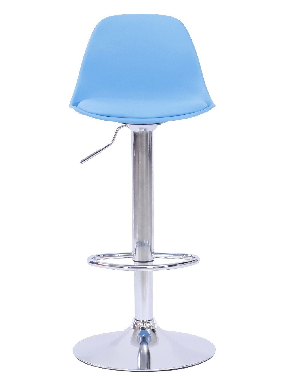 Taburete TOW RG, cromado, polipropileno y cojín azul - TABURETES