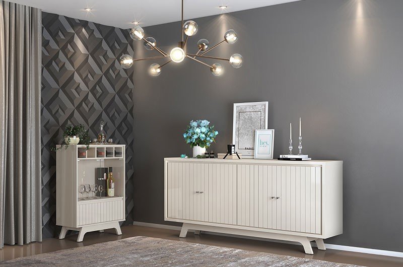 Vitrina BREST, cristal, blanco roto - COMEDORES