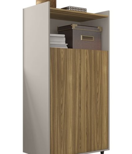 Armario STUDIO, alto, puertas altas, bilaminado miel y cacao - Armarios - Librerías