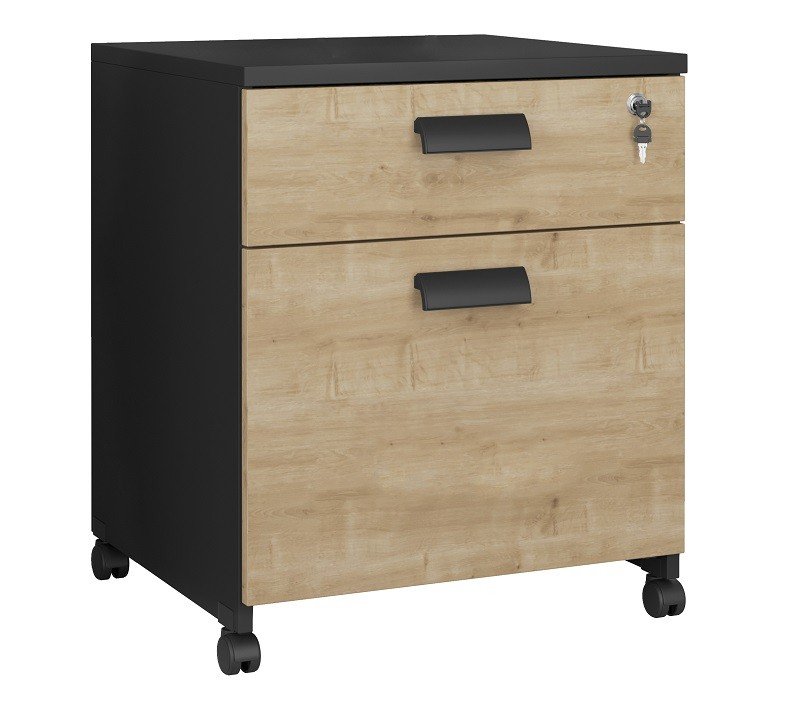 white WORK WK8 2 cajones guías metálicas cerradura natural black - Cajoneras - Bucs