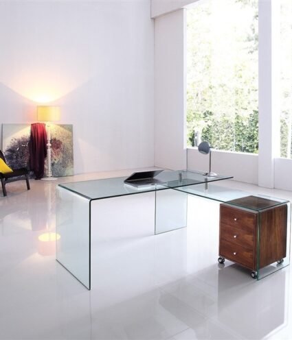Conjunto  oficina NCEFRA FED mesa + mesa ala  transparte - Mesas de Oficina - Office Home