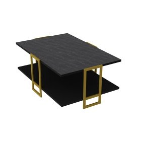 Mesa baja NAESI   black con  dorado 915 - Mesas auxiliares y de centro