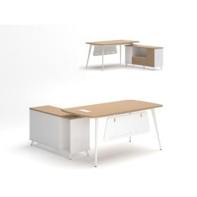 Mesa oficina ZZOREA 160 con mueble auxiliar white roble 1174 - Mesas de Oficina