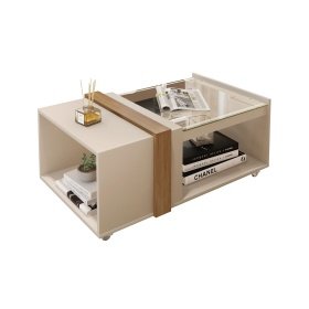 Mesa ANCIFRA baja MDP white roto miel - Mesas auxiliares y de centro