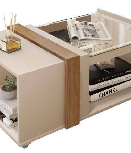 Mesa ANCIFRA baja  MDP white roto miel - Mesas auxiliares y de centro