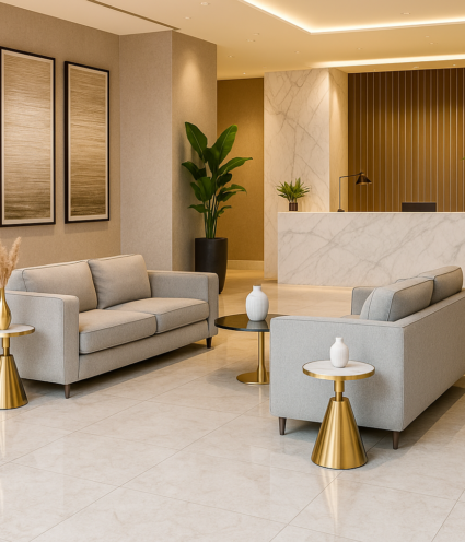 Mesa JASSBL baja dorada  cerámica  white 50 - Mesas auxiliares y de centro