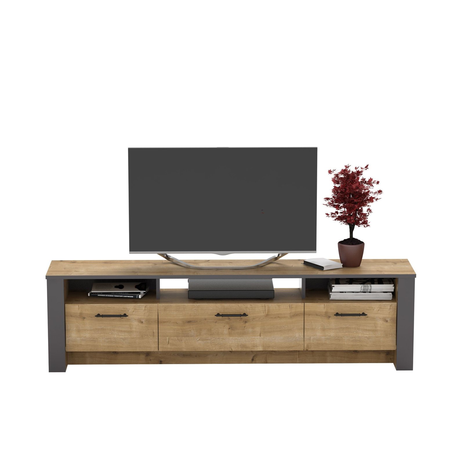 Mueble TV PPALIPHI roble con grey oscuro 1 - SALÓN