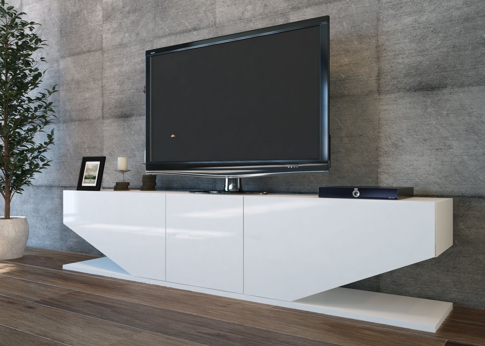Mueble TV LETOVI white brillo 1 - MUEBLES PARA SALÓN