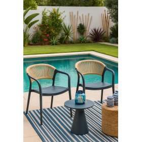 Sillón ZABII anti UV grey oscuro cuerda natural - SILLAS