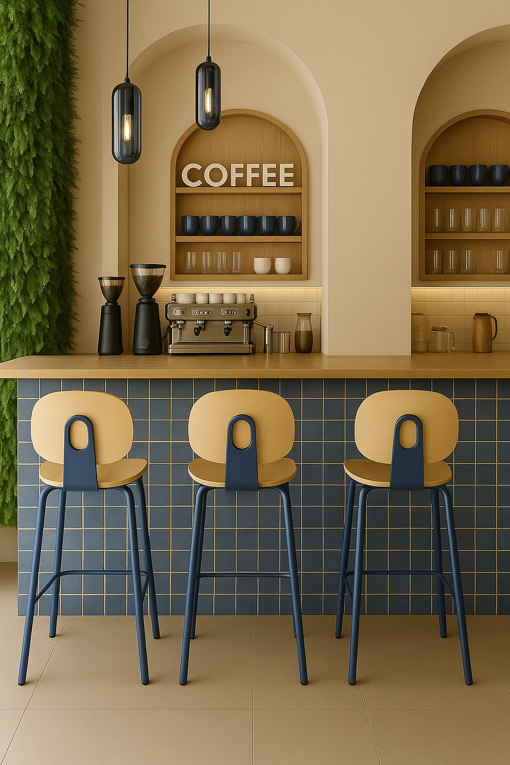 Taburete LMARCO blue con HPL natural - TABURETES