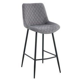 Taburete FELICIO, metal, tapizado velvet gris claro - TABURETES