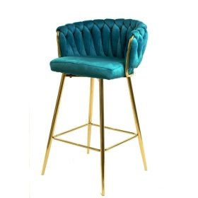 Taburete KING   dorado  white  turquesa - Taburetes tapizados
