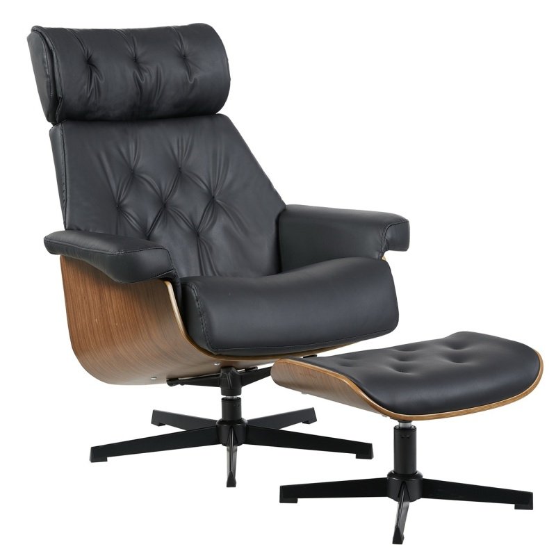 Butaca con ottoman PAROUE simill black - Butacas y Sillones