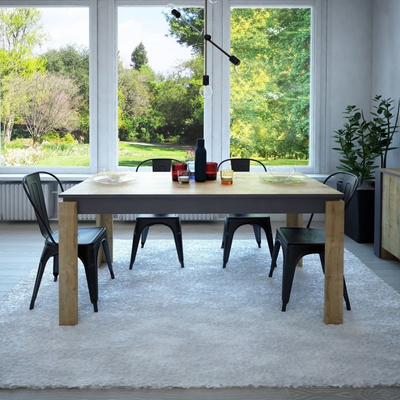 Mesa  comedor GIOVAN  roble con grey oscuro 1 - MESAS