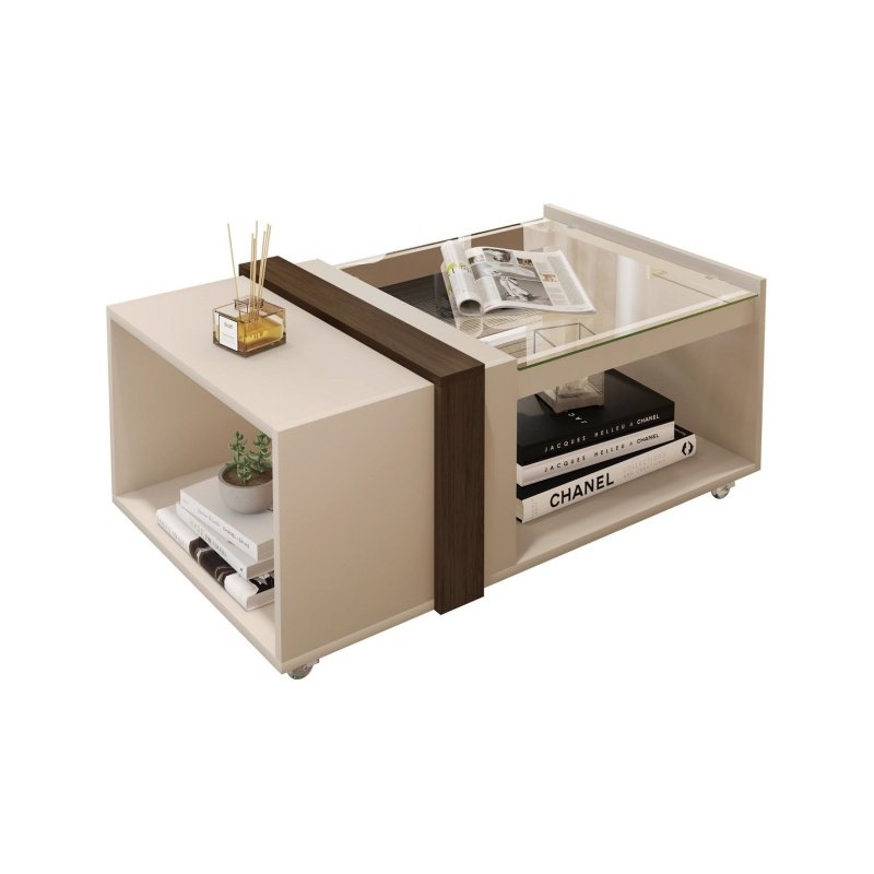 Mesa LARIO baja  LUX white roto nogal - Mesas auxiliares y de centro