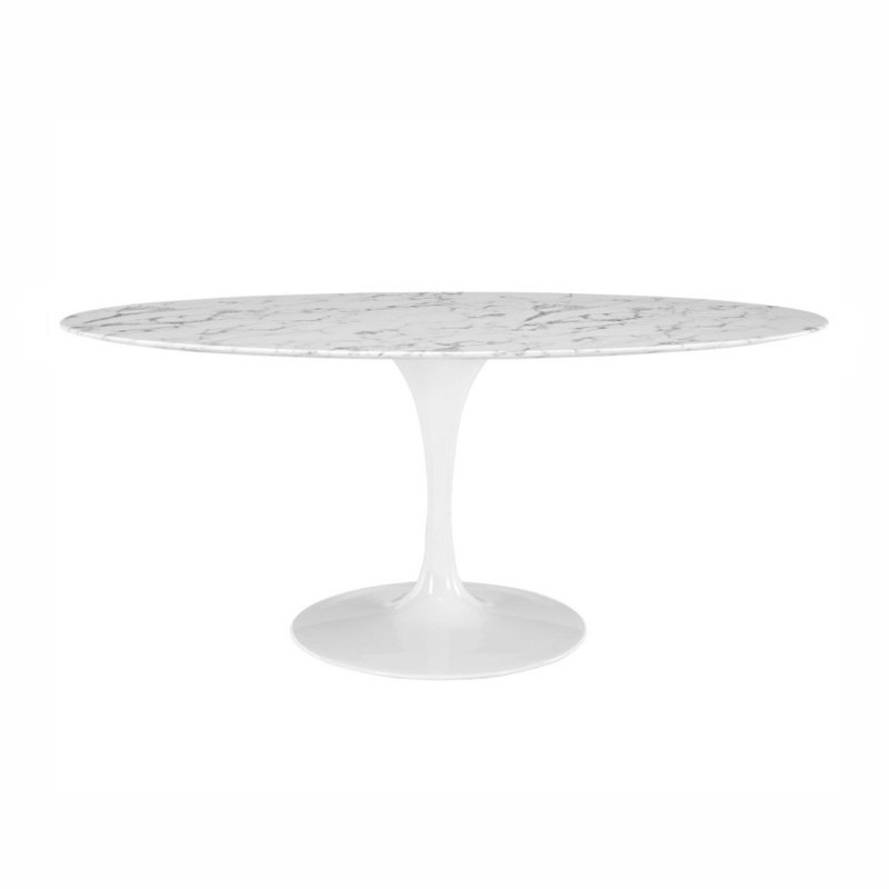 Mesa ROMAN oval vidrio white - MESAS