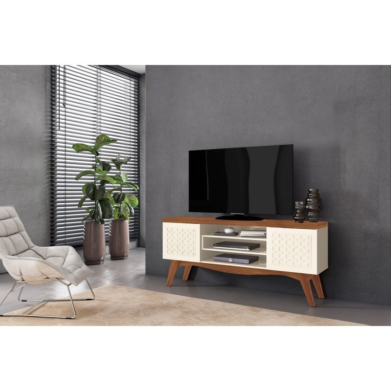 Mueble TV ZARA white roto matte - MUEBLES PARA SALÓN