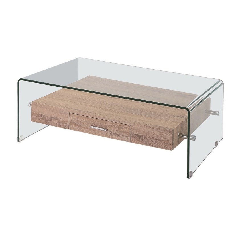 Mesa Arvella 110×55 mad. vidrio - Mesas auxiliares y de centro